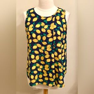 The Limited Blue Yellow Lemon Print XS Amalficore Coastal Cool Mediterranean Top